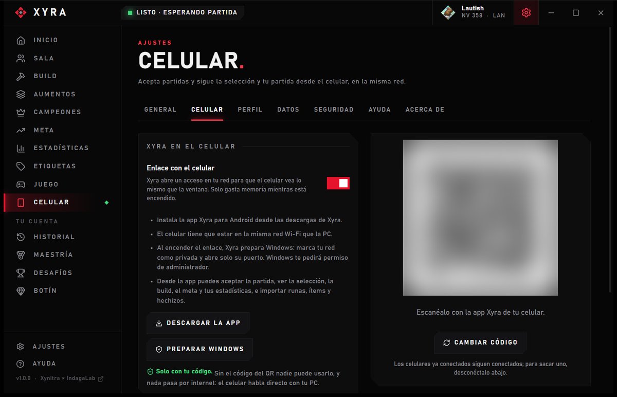 Ajustes del celular en Xyra